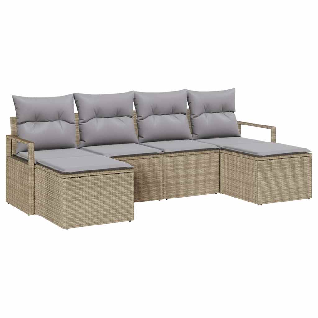 Set di divani 6 pcs Beige polyrattan | homemem39