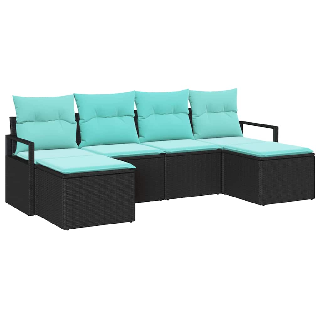 Set di divani 6 pcs Nero polyrattan | homemem39