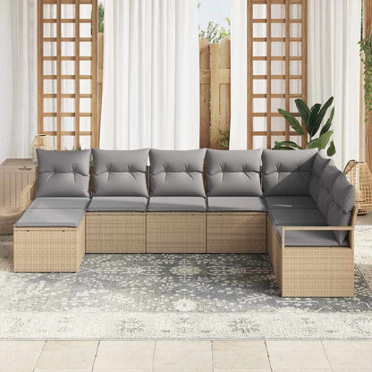 Set Divano da Giardino 8 pcs Beige Poly Rattan