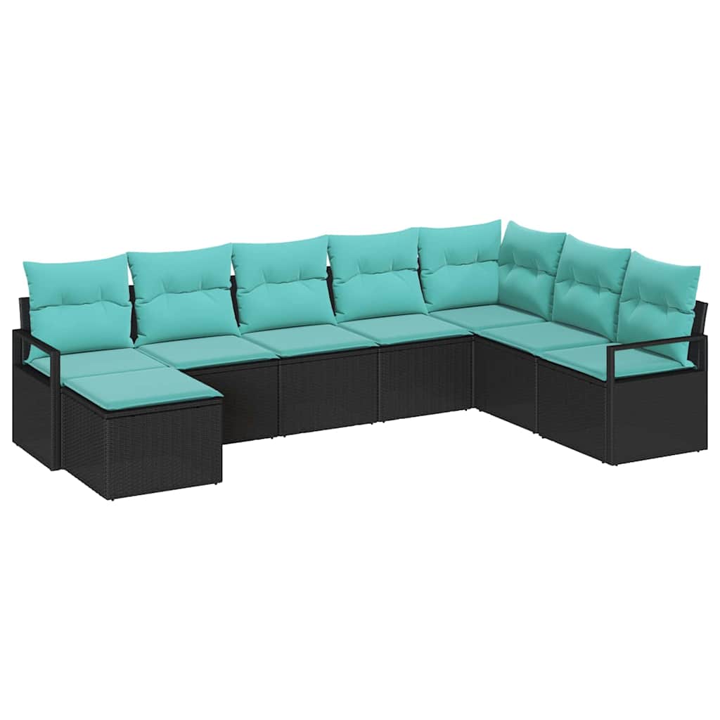 Set di divani con cuscino 8 pcs Nero polyrattan | homemem39