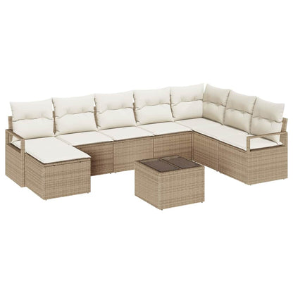 Set di divani con cuscino 9 pcs Beige polyrattan | homemem39
