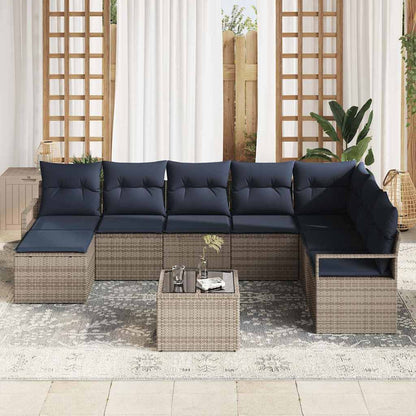 Set di divani con cuscino 9 pcs Grigio polyrattan | homemem39