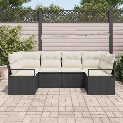 Set di divani con cuscino 6 pcs Nero polyrattan | homemem39