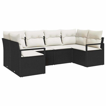 Set di divani con cuscino 6 pcs Nero polyrattan | homemem39