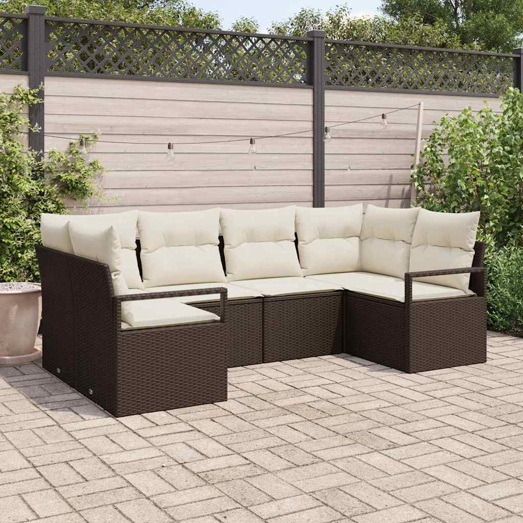 Set di divani con cuscino 6 pcs Marrone polyrattan | homemem39