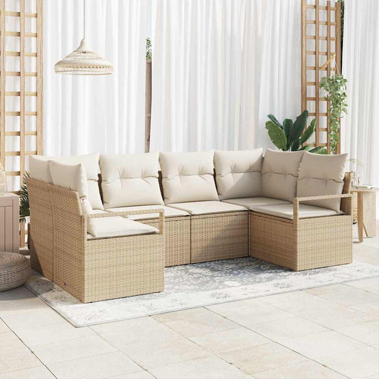 Set Divano da Giardino 6 pcs Beige Poly Rattan