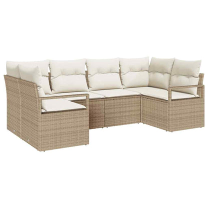 Set Divano da Giardino 6 pcs Beige Poly Rattan