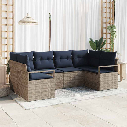 Set di divani con cuscino 6 pcs Grigio Rattan in Polipropilene | homemem39