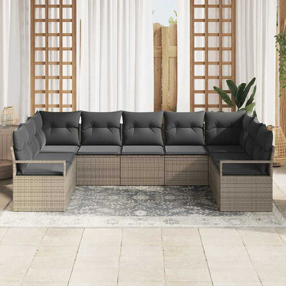 Set Divano da Giardino 7 pcs Grigio Poly Rattan