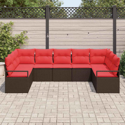 Set di divani con cuscino 7 pcs Marrone polyrattan | homemem39
