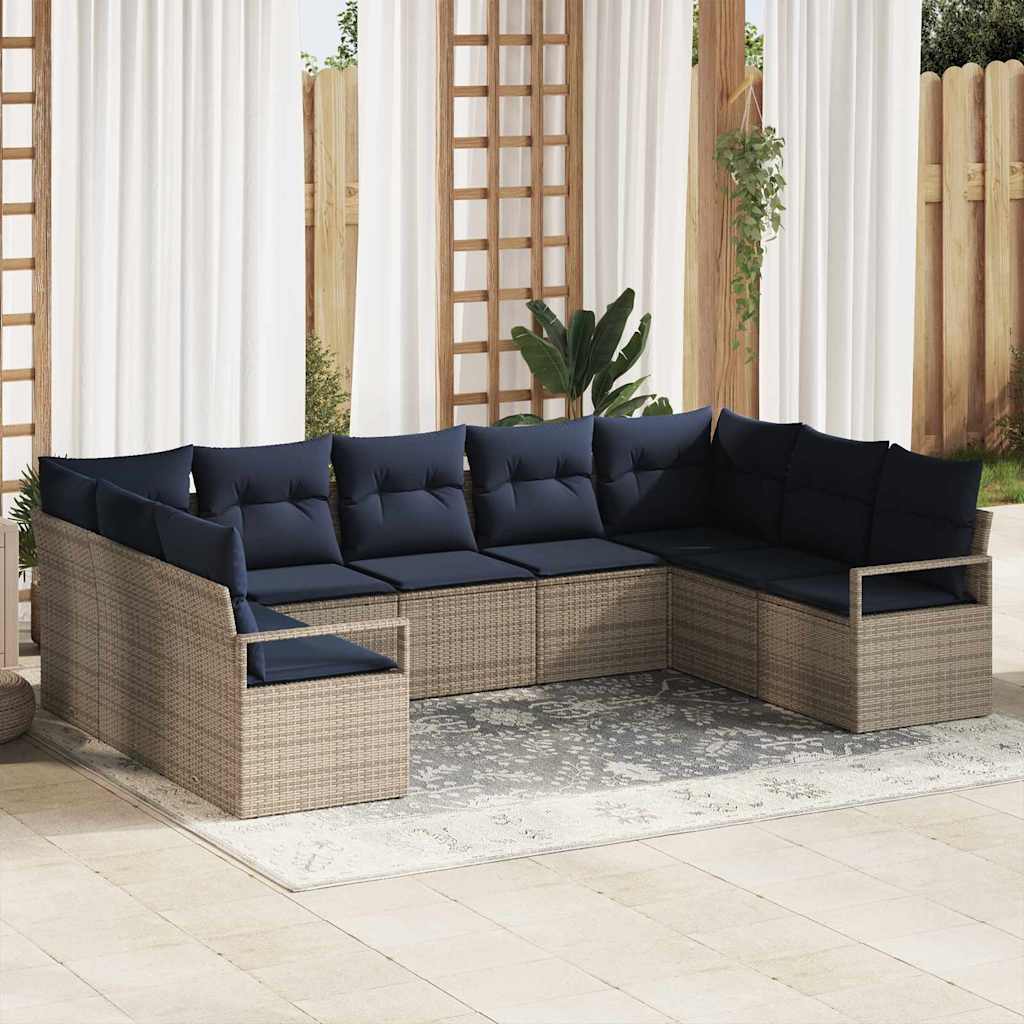 Set di divani con cuscino 7 pcs Grigio polyrattan | homemem39