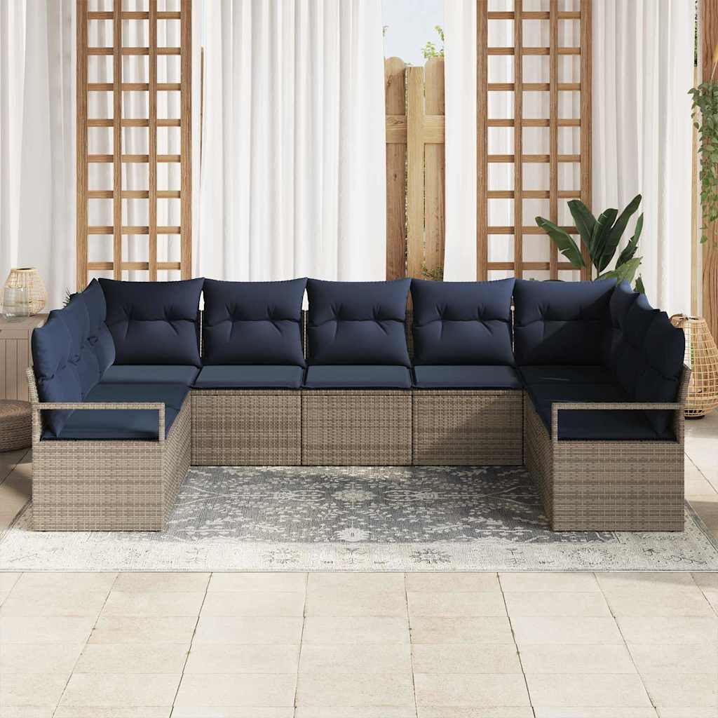 Set di divani con cuscino 7 pcs Grigio polyrattan | homemem39