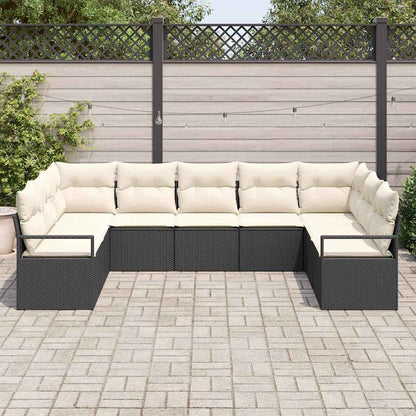 Set di divani con cuscino 9 pcs Nero polyrattan | homemem39