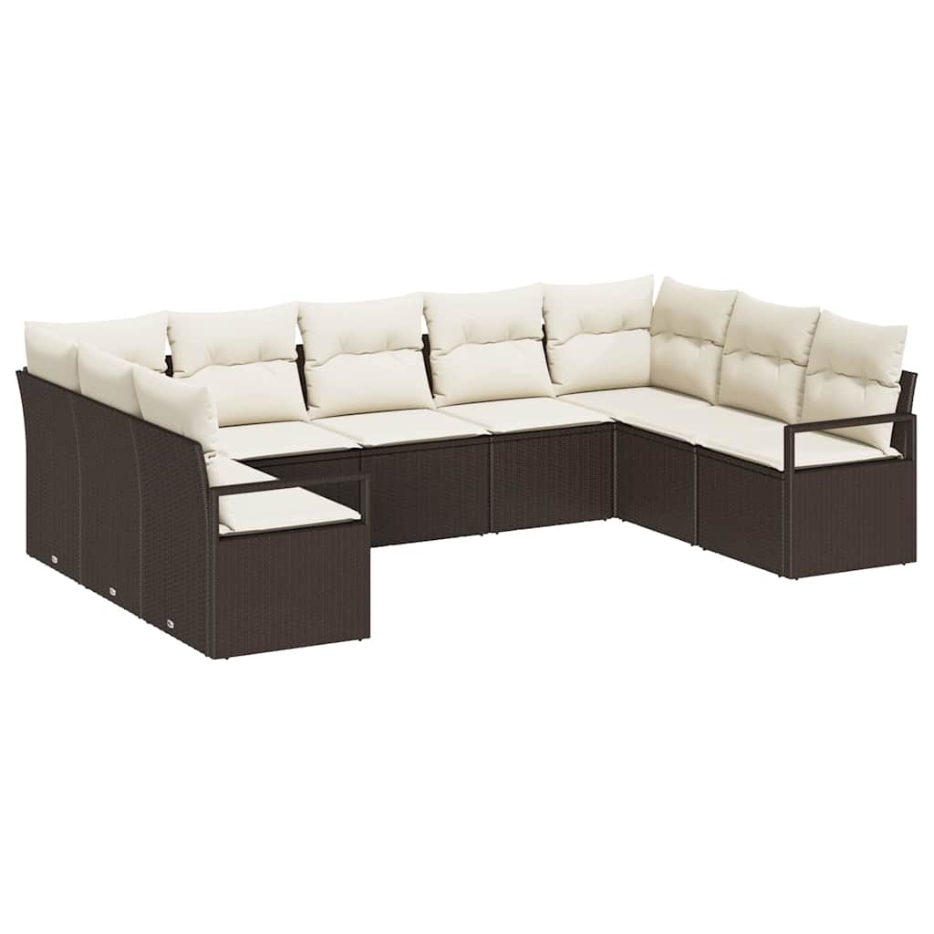 Set di divani con cuscino 9 pcs Marrone polyrattan | homemem39