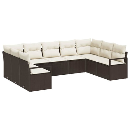 Set di divani con cuscino 9 pcs Marrone polyrattan | homemem39