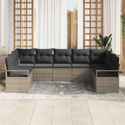 Set di divani con cuscino 9 pcs Grigio polyrattan | homemem39