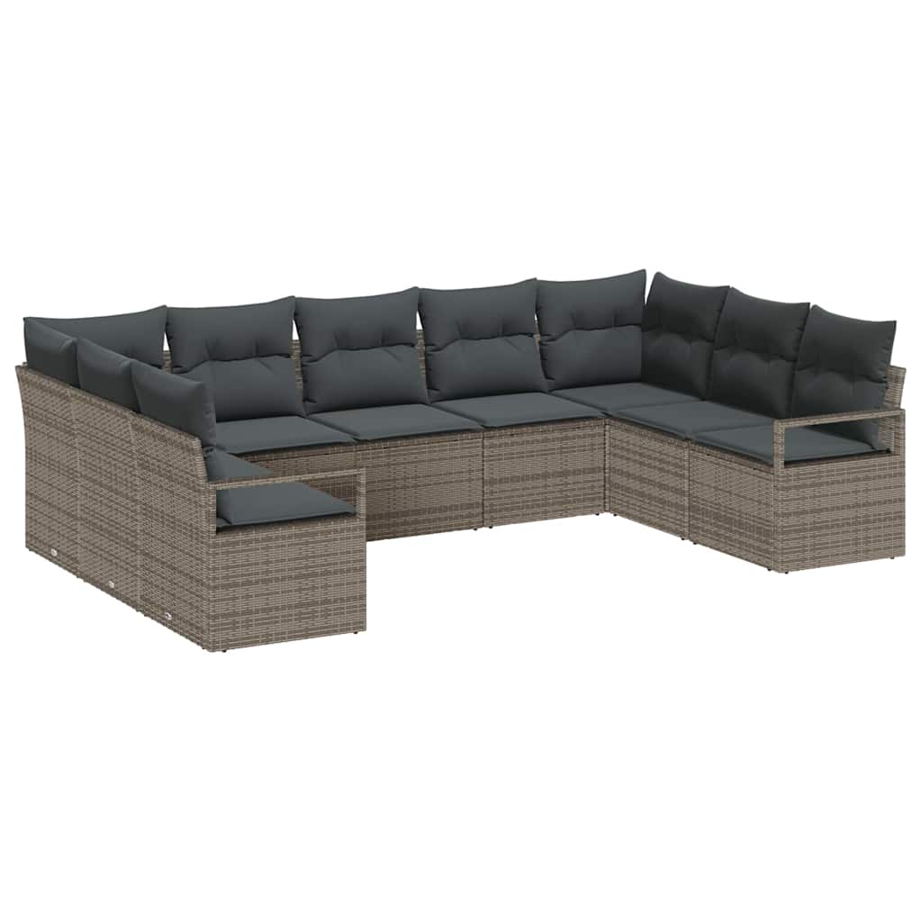 Set di divani con cuscino 9 pcs Grigio polyrattan | homemem39