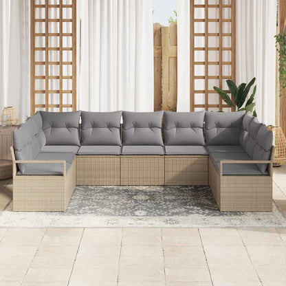 Set di divani con cuscino 9 pcs Beige polyrattan | homemem39