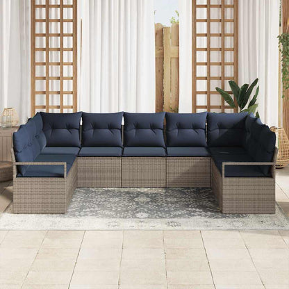 Set di divani con cuscino 9 pcs Grigio polyrattan | homemem39