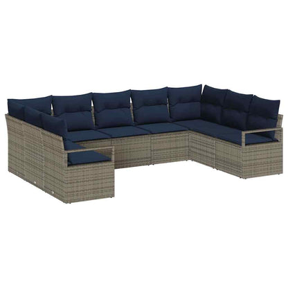 Set di divani con cuscino 9 pcs Grigio polyrattan | homemem39