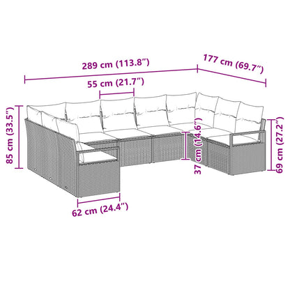 Set di divani con cuscino 9 pcs Grigio polyrattan | homemem39