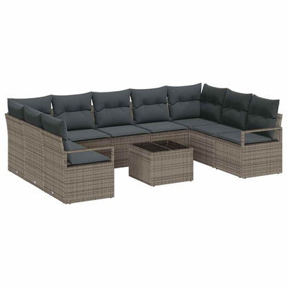 Set di divani con cuscino 10 pcs Grigio polyrattan | homemem39