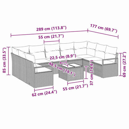 Set di divani con cuscino 10 pcs Beige polyrattan | homemem39