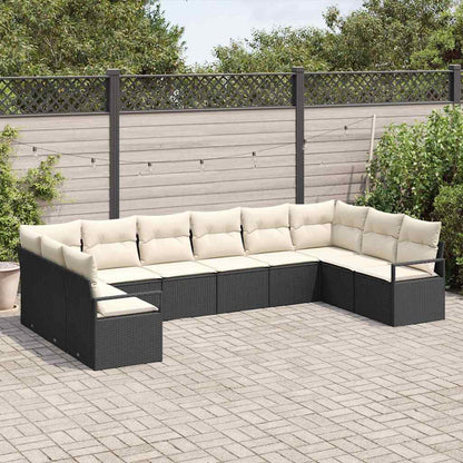 Set di divani con cuscino 10 pcs Nero polyrattan | homemem39