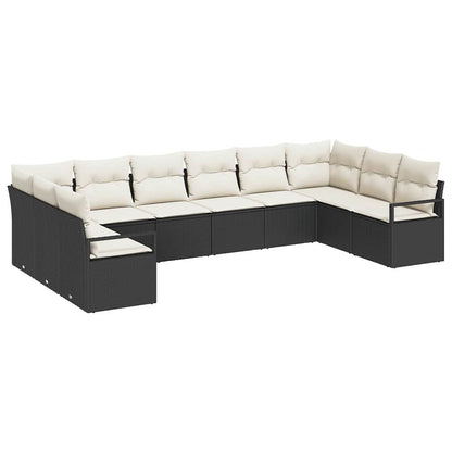 Set di divani con cuscino 10 pcs Nero polyrattan | homemem39