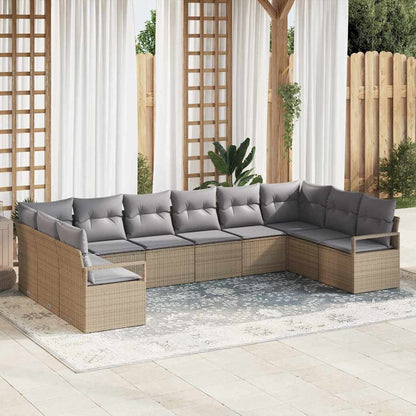 Set di divani con cuscino 10 pcs Beige polyrattan | homemem39