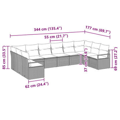 Set di divani con cuscino 10 pcs Nero polyrattan | homemem39