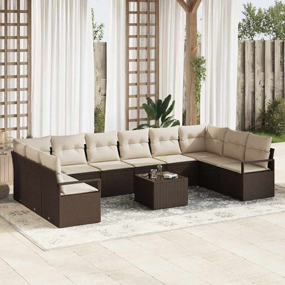 Set di divani con cuscino 11 pcs Marrone polyrattan | homemem39