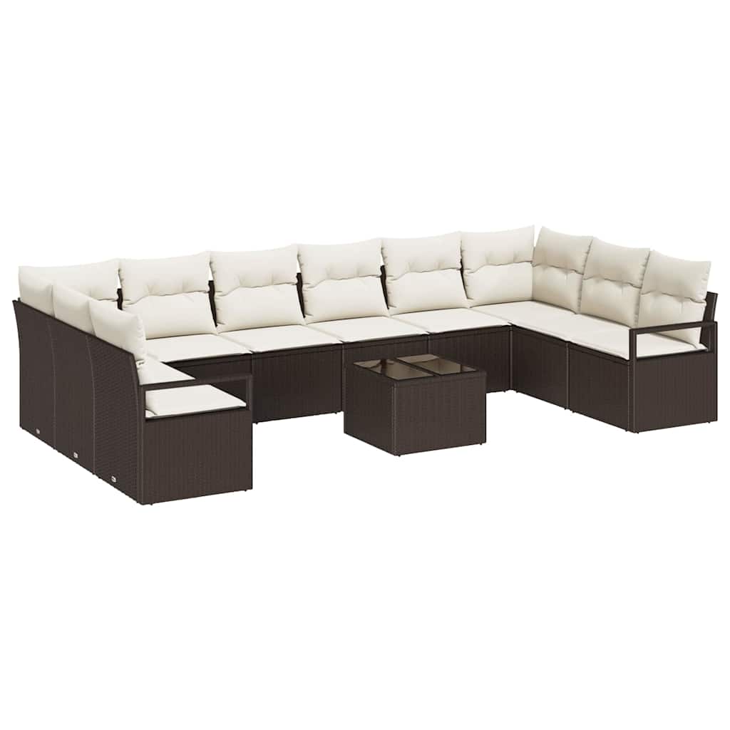 Set di divani con cuscino 11 pcs Marrone polyrattan | homemem39
