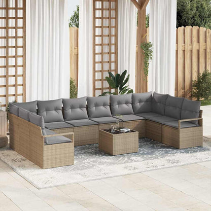 Set di divani con cuscino 11 pcs Beige polyrattan | homemem39