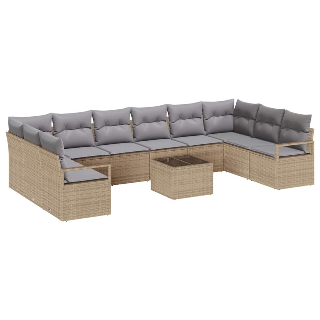 Set di divani con cuscino 11 pcs Beige polyrattan | homemem39