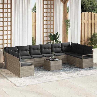 Set di divani con cuscino 11 pcs Grigio chiaro polyrattan | homemem39