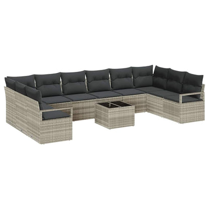 Set di divani con cuscino 11 pcs Grigio chiaro polyrattan | homemem39