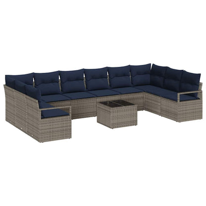 Set di divani con cuscino 11 pcs Grigio polyrattan | homemem39