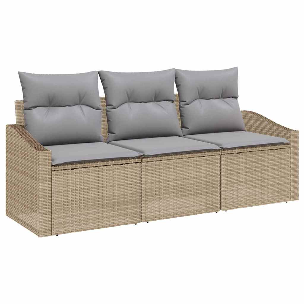 Set di divani con cuscino 3 pcs Beige polyrattan | homemem39