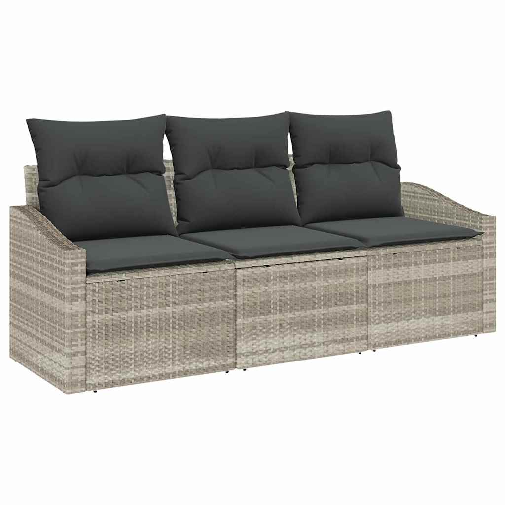 Set di divani con cuscino 3 pcs Grigio chiaro polyrattan | homemem39