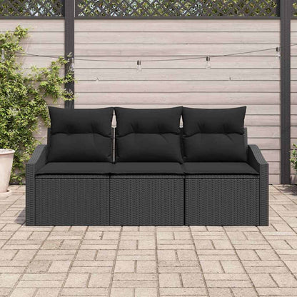 Set di divani 3 pz Nero polyrattan | homemem39