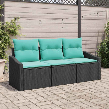 Set di divani con cuscino 3 pcs Nero polyrattan | homemem39