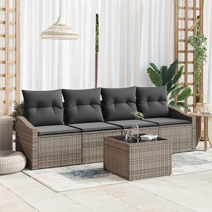 Set Divano da Giardino con cuscino 5 pcs Grigio 55 x 55 x 37 cm