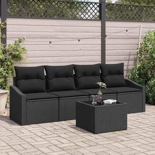 Set di divani 5 pz Nero polyrattan | homemem39