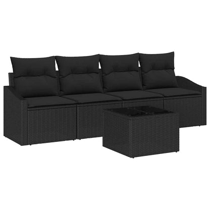 Set di divani 5 pz Nero polyrattan | homemem39
