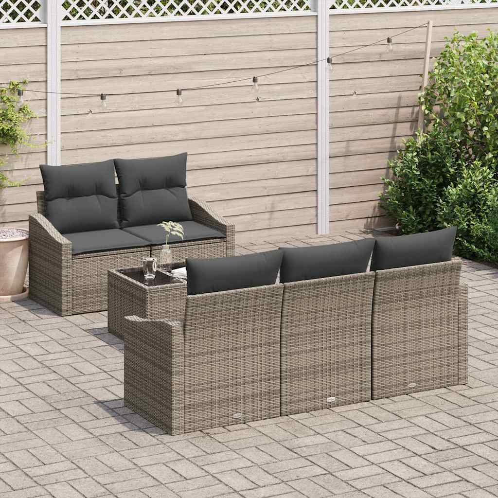 Set di divani con cuscino con cuscino 6 pcs Grigio polyrattan | homemem39