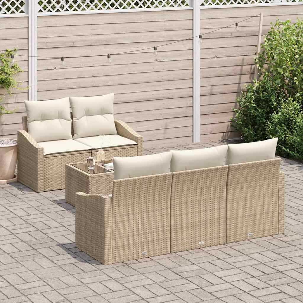 Set di divani 6 pz Beige e Crema polyrattan | homemem39