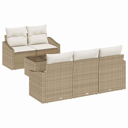 Set di divani 6 pz Beige e Crema polyrattan | homemem39