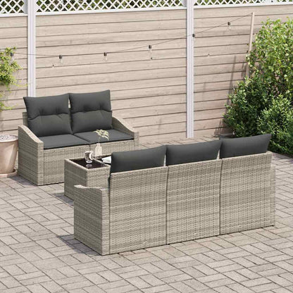Set di divani 6 pz Grigio chiaro polyrattan