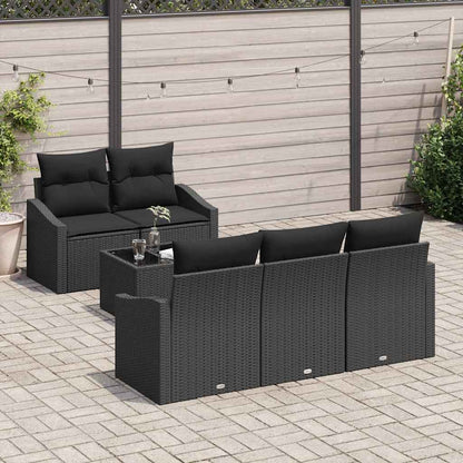 Set Divano da Giardino con cuscino 6 pcs Nero 55 x 55 x 37 cm